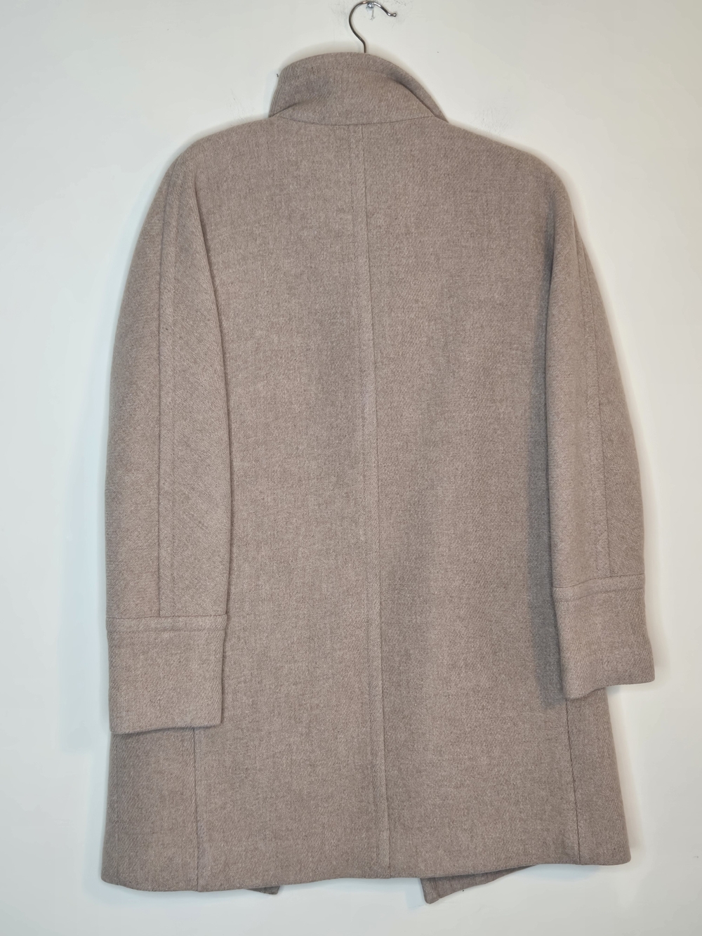 J.Crew Stadium Cloth Wool Blend Coat Beige Stand Collar Long Top Coat Size 0 - Picture 8 of 9